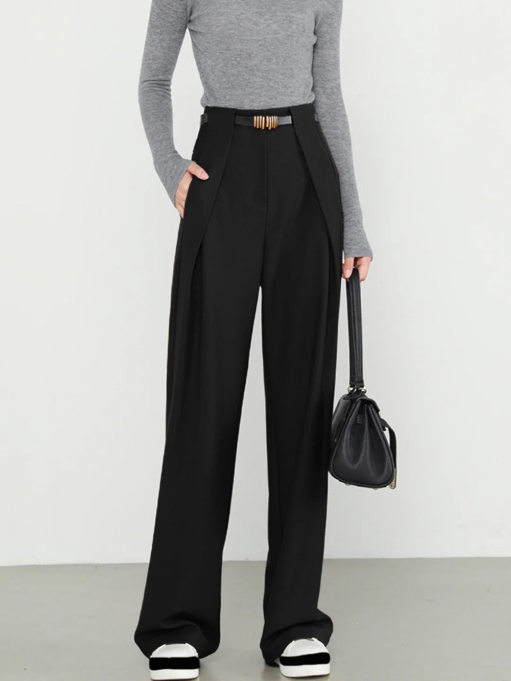 NWT COMMENSE Plain Pockets Straight Pants Small Black